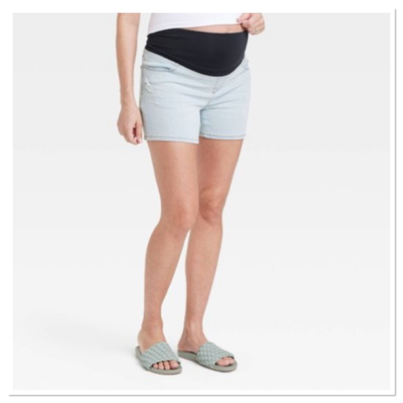 Over Belly Maternity Jean Shorts Isabel Maternity by Ingrid - Picture 4 of 5
